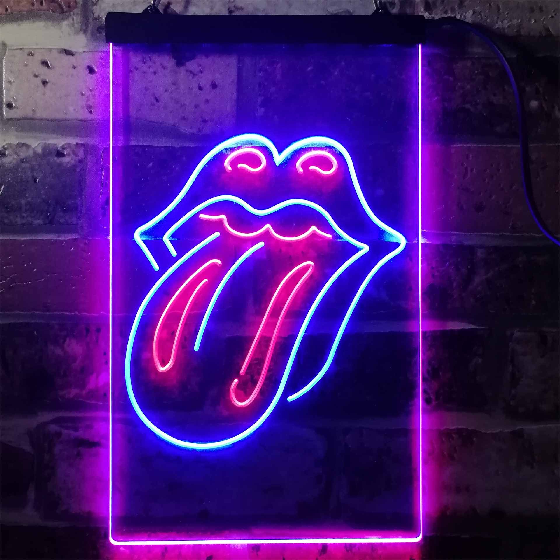 Rolling Stones Logo 2 Dual LED Neon Light Sign